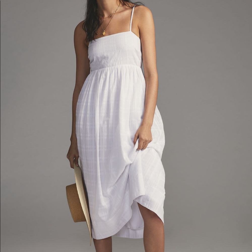 Square midi white dress sz S from Anthropologie, NWT